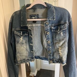 Rue21 Distressed Cropped Denim Jacket